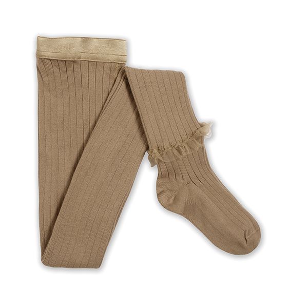 Collegien Gisele - Tulle Frill Ribbed Tights - Petite Taupe
