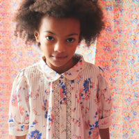 Bonjour Diary Pink White Blue Bouquet Madeleine Tunic Blouse