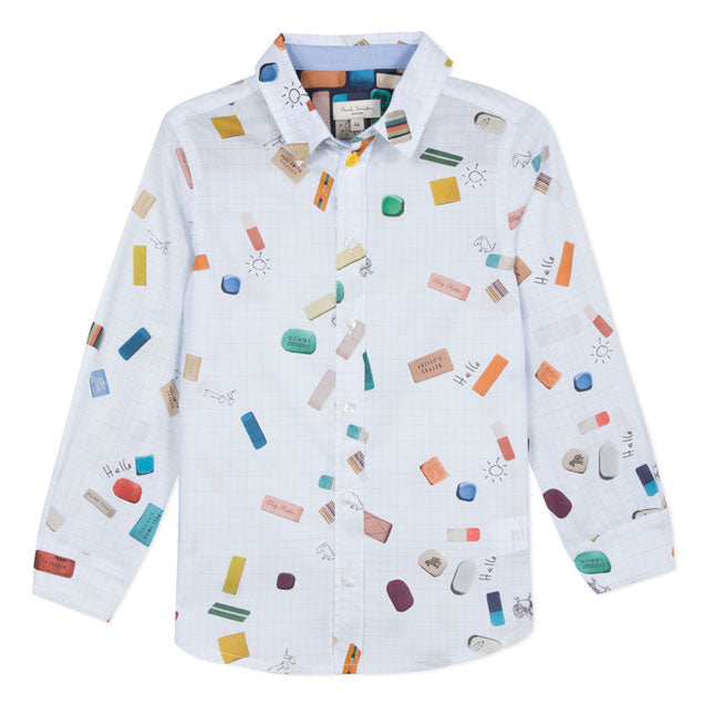 Paul Smith Junior White Eraser Print Button Down Shirt