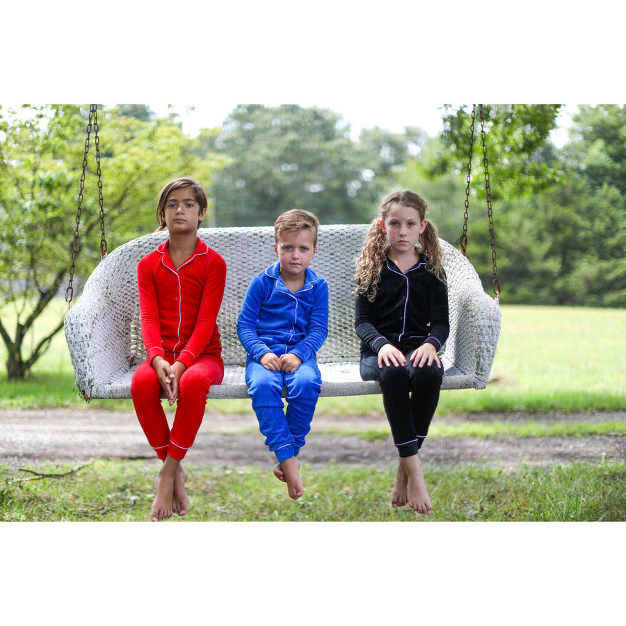Coco Blanc Brick Red Velour Grandpa Pajamas