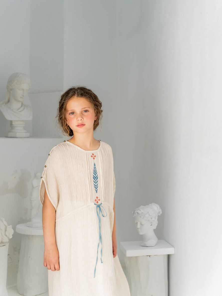 Belle Chiara Ecru Crinkle Muslin Daphne Dress