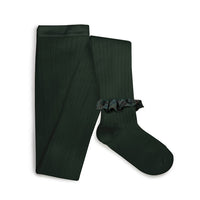 Collegien Adelaide - Tartan Ruffle Ribbed Tights - Forest Green