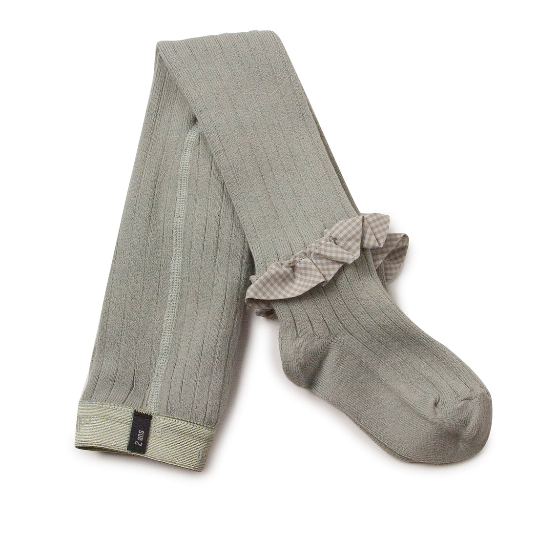 Collegien Agathe - Gingham Ruffle Ribbed Tights - Aquamarine