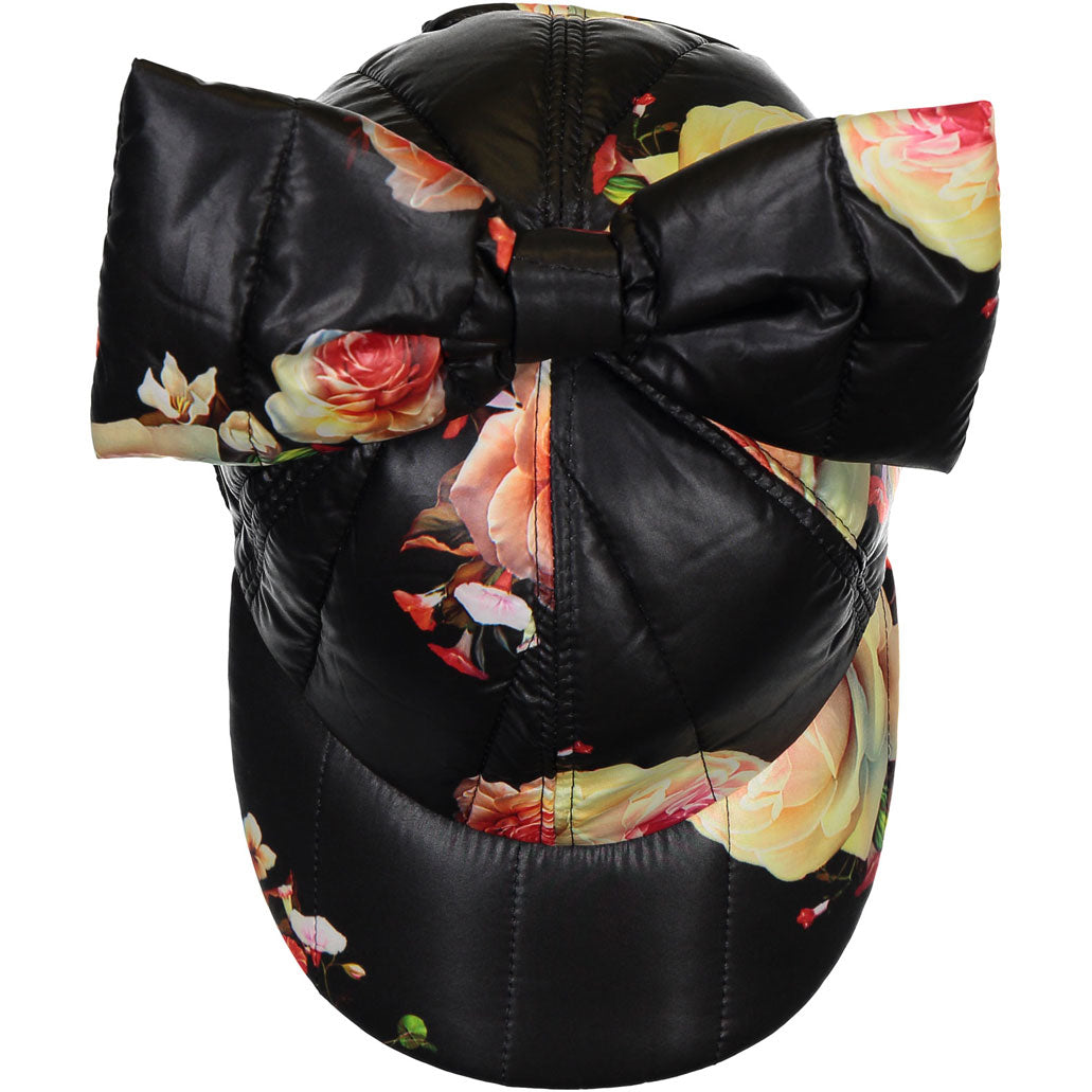 Caroline Bosmans Black Flower Puffer Cap
