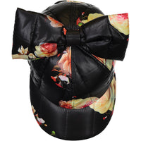 Caroline Bosmans Black Flower Puffer Cap