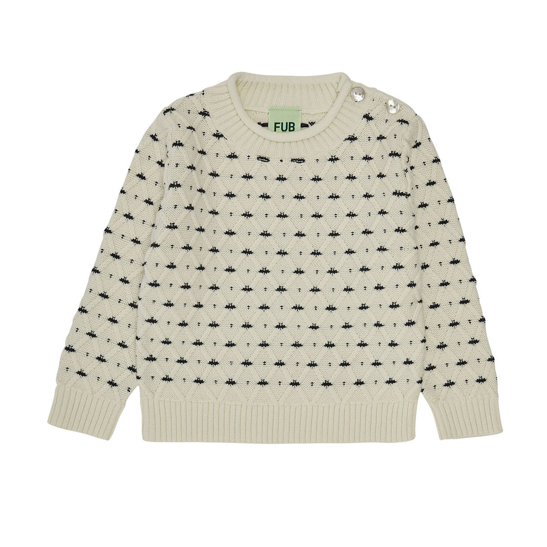 FUB Ecru/Dark Navy Rhombus Baby Sweater