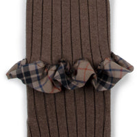 Collegien Adelaide - Tartan Ruffle Ribbed Tights - Milk Chocolate