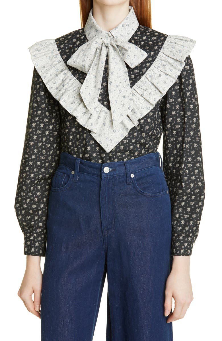 Batsheva Black Speckled Floral Carol Women&
