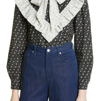 Batsheva Black Speckled Floral Carol Women's Blouse
