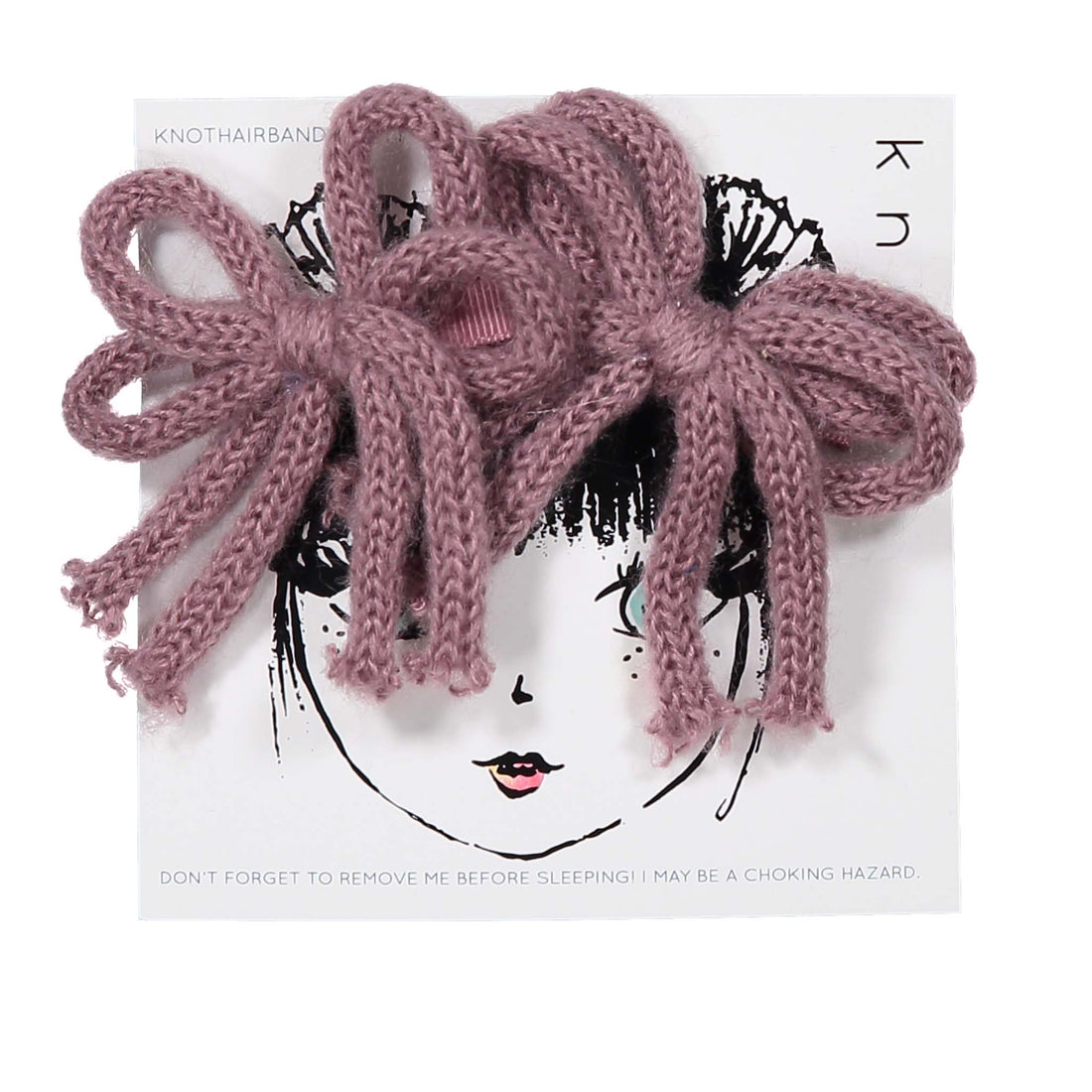 Knot Hairbands Yarn Mini Bow Clip Set // Powder Purple