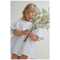 Nueces Ivory Linen Orchid Bow Dress