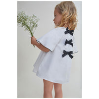 Nueces Ivory Linen Orchid Bow Dress