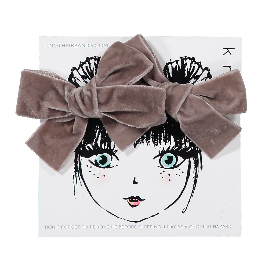 Knot Hairbands Velvet Ribbon Bow Clip Set // Taupe