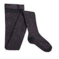 Collegien Amelie - Glitter Ribbed Tights - Charcoal Black