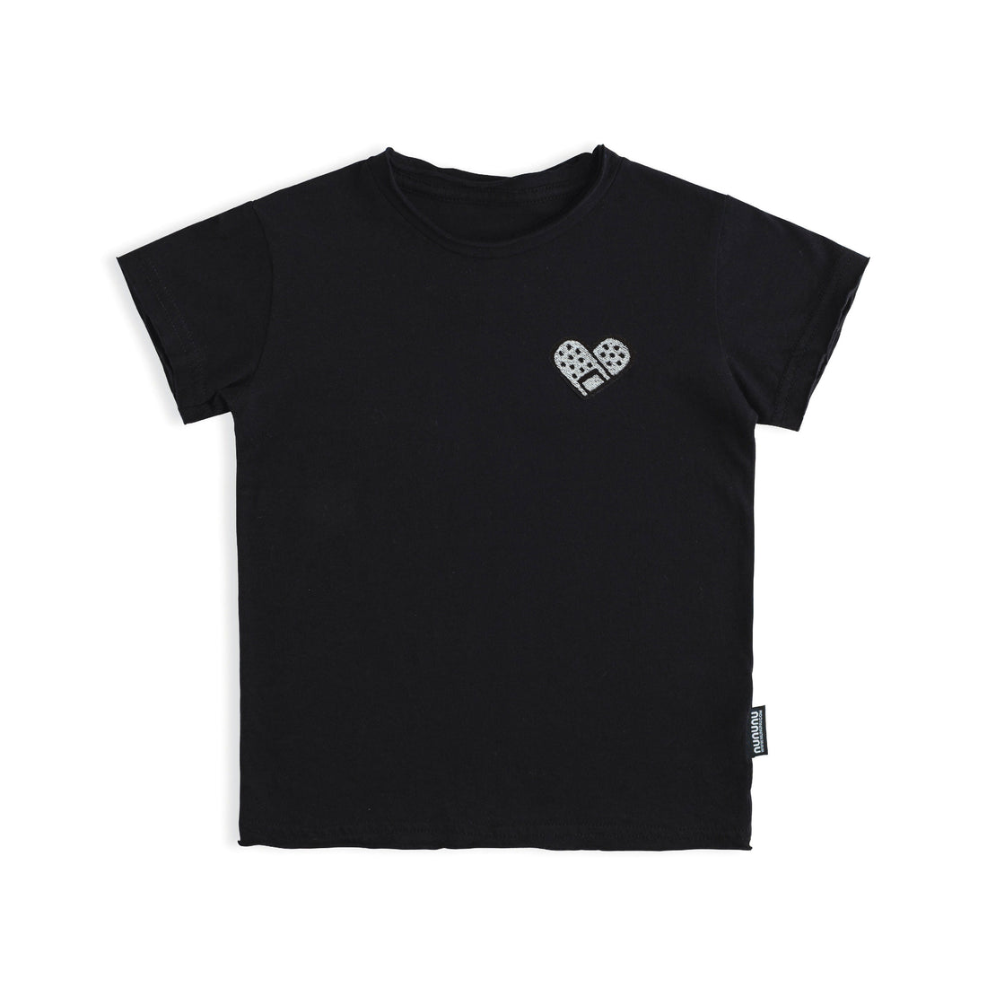 NUNUNU Black Bandaid Heart Patch T-Shirt
