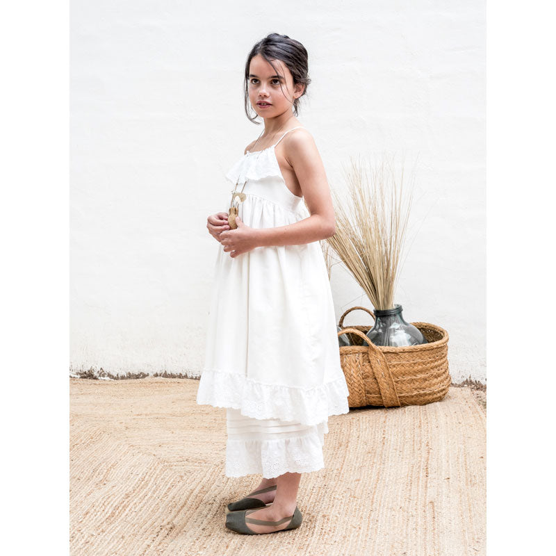 Belle Chiara Cream Cotton Pique Lace Skirt
