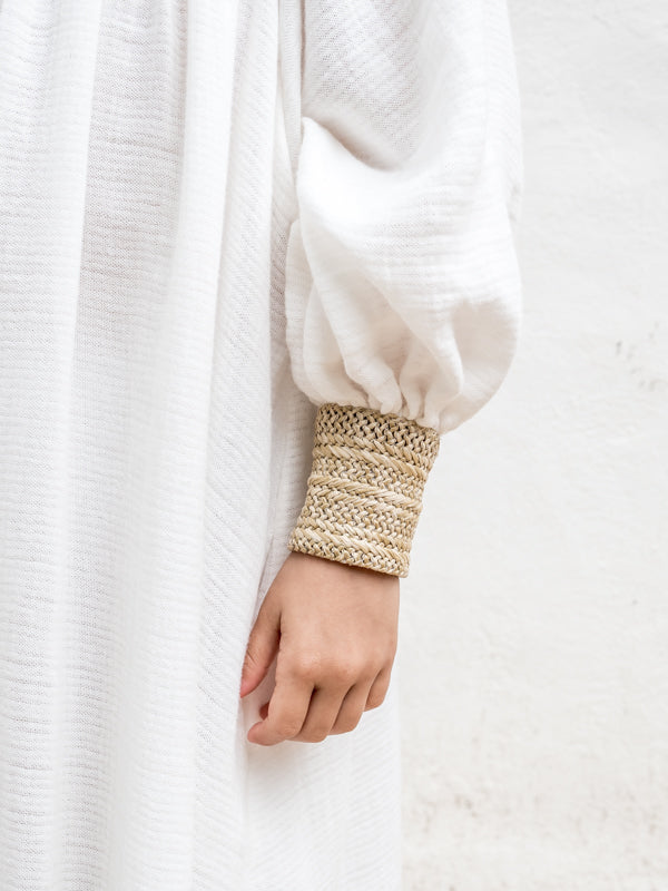 Belle Chiara Cream + Raffia Muslin Dress