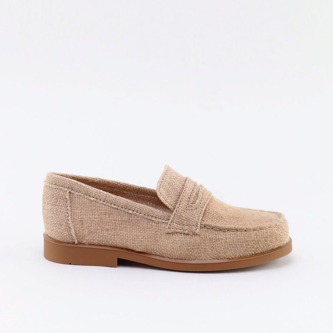 Papanatas Camel Linen Penny Loafers