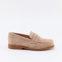 Papanatas Camel Linen Penny Loafers