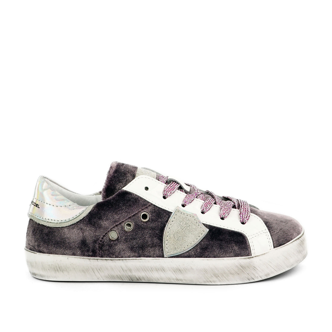 Philippe Model Plum/White/Silver Velour Sneakers