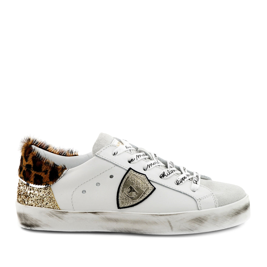 Philippe Model White/Gold/Leopard/Silver Leo Mix Sneakers