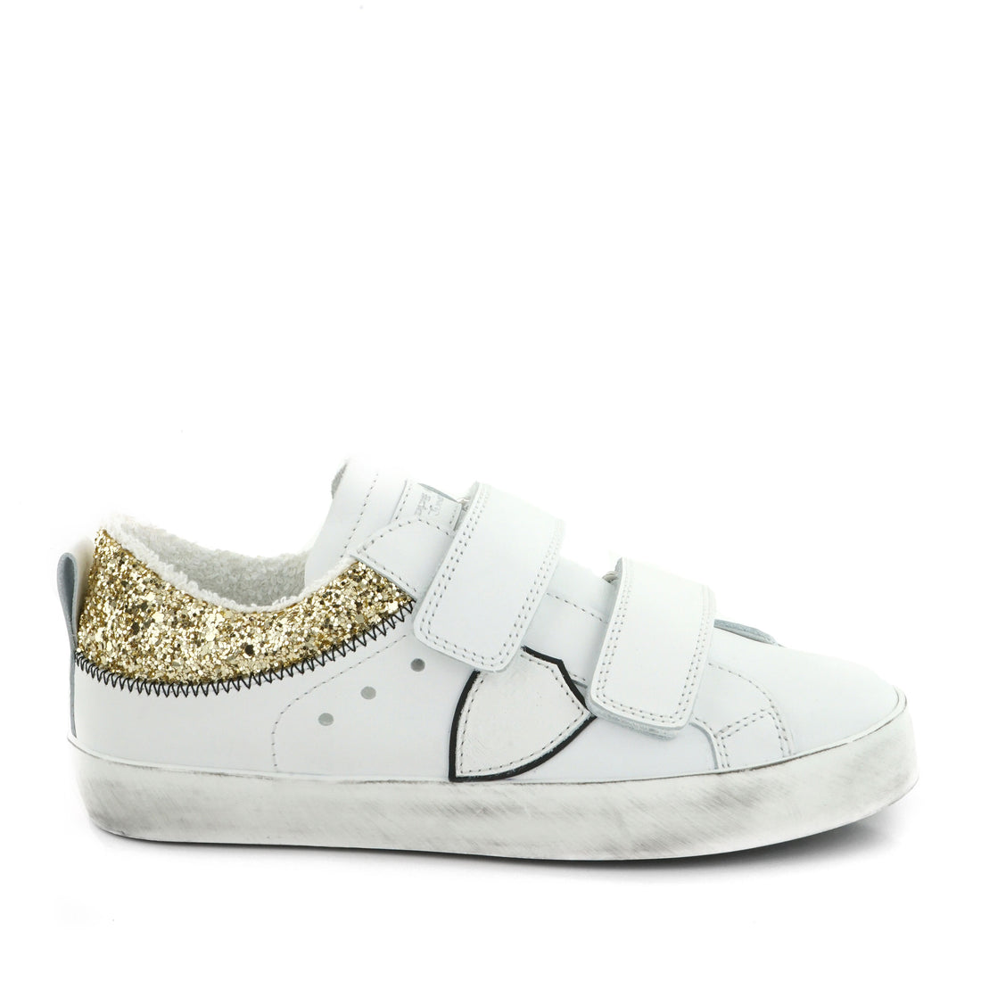 Philippe Model White/Gold/Black Glitter Sneakers