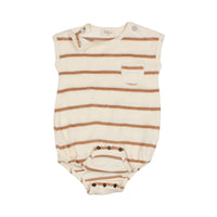 Buho Ecru Stripes Baby Terry Cloth Romper
