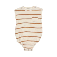 Buho Ecru Stripes Baby Terry Cloth Romper