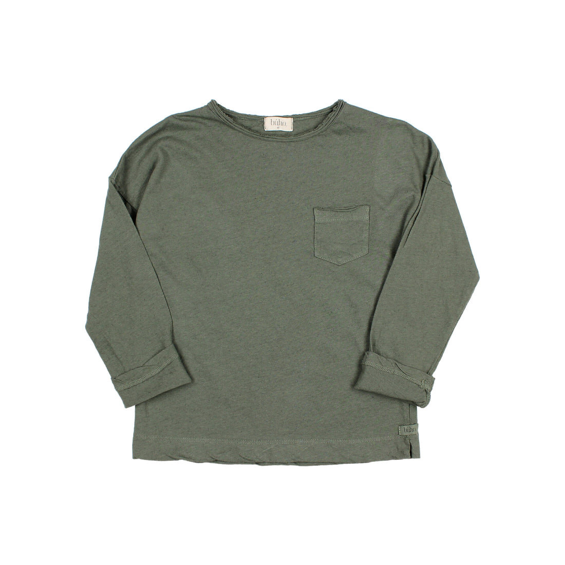 Buho Kaki Long Sleeves Linen T-Shirt