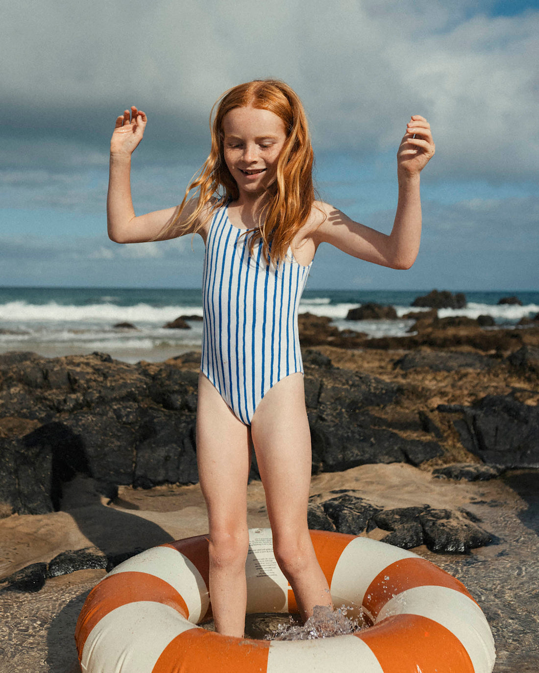 Buho Navy Striped Swimsuit