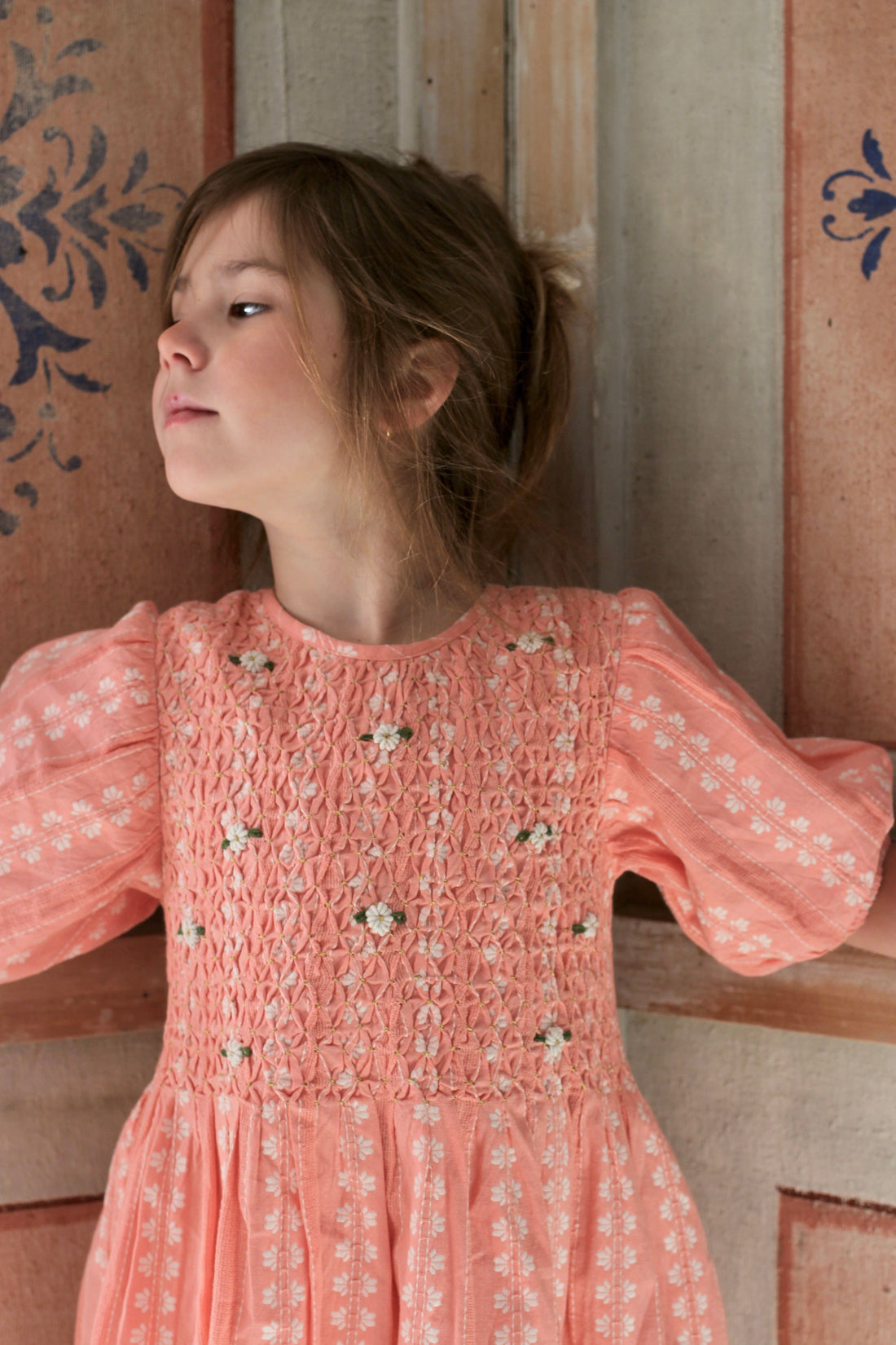 Bonjour Diary Strawberry Vanilla Jacquard Smocks Blouse