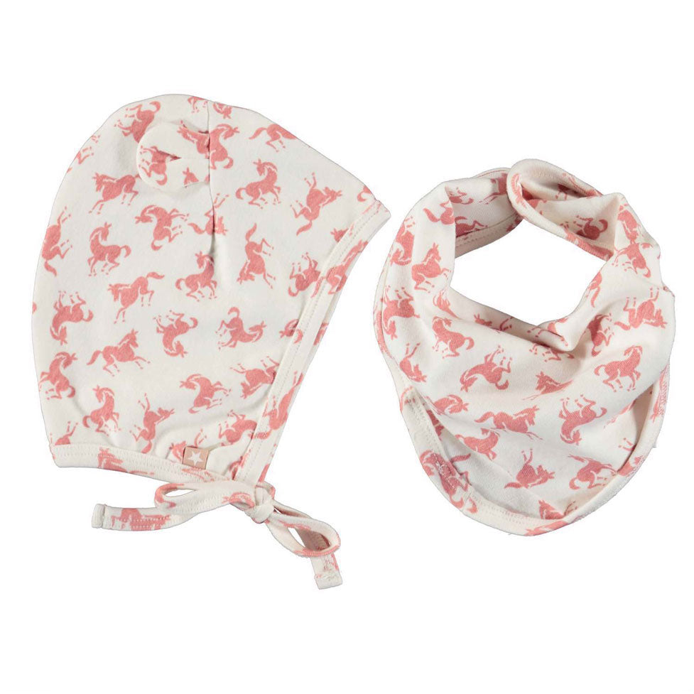 Molo Mini Horse Rose Nilo Hat And Bib Set