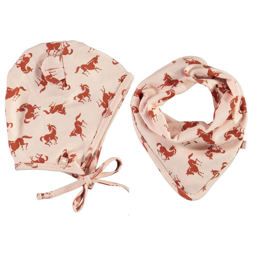 Molo Mini Horse Jersey Nilo Hat And Bib Baby Set