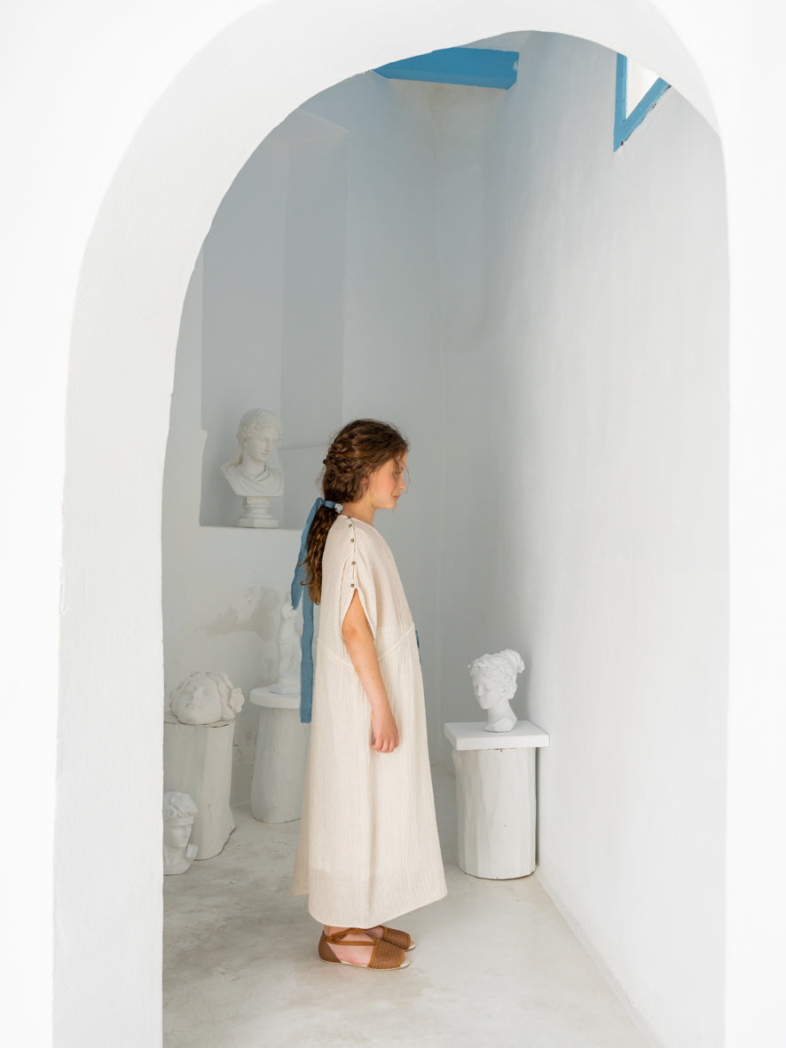 Belle Chiara Ecru Crinkle Muslin Daphne Dress