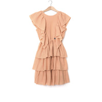 Ninina Peach Puff Low Back Dress