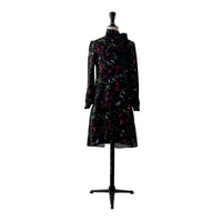 Lemoniez Flower Print Black Ruffled Hem Tango Dress