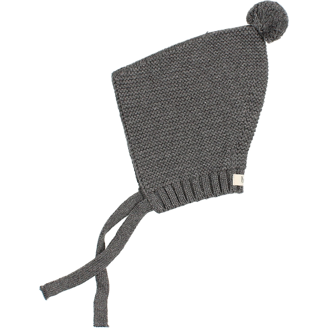 Buho Dark Grey NB Knit Pom Pom Bonnet