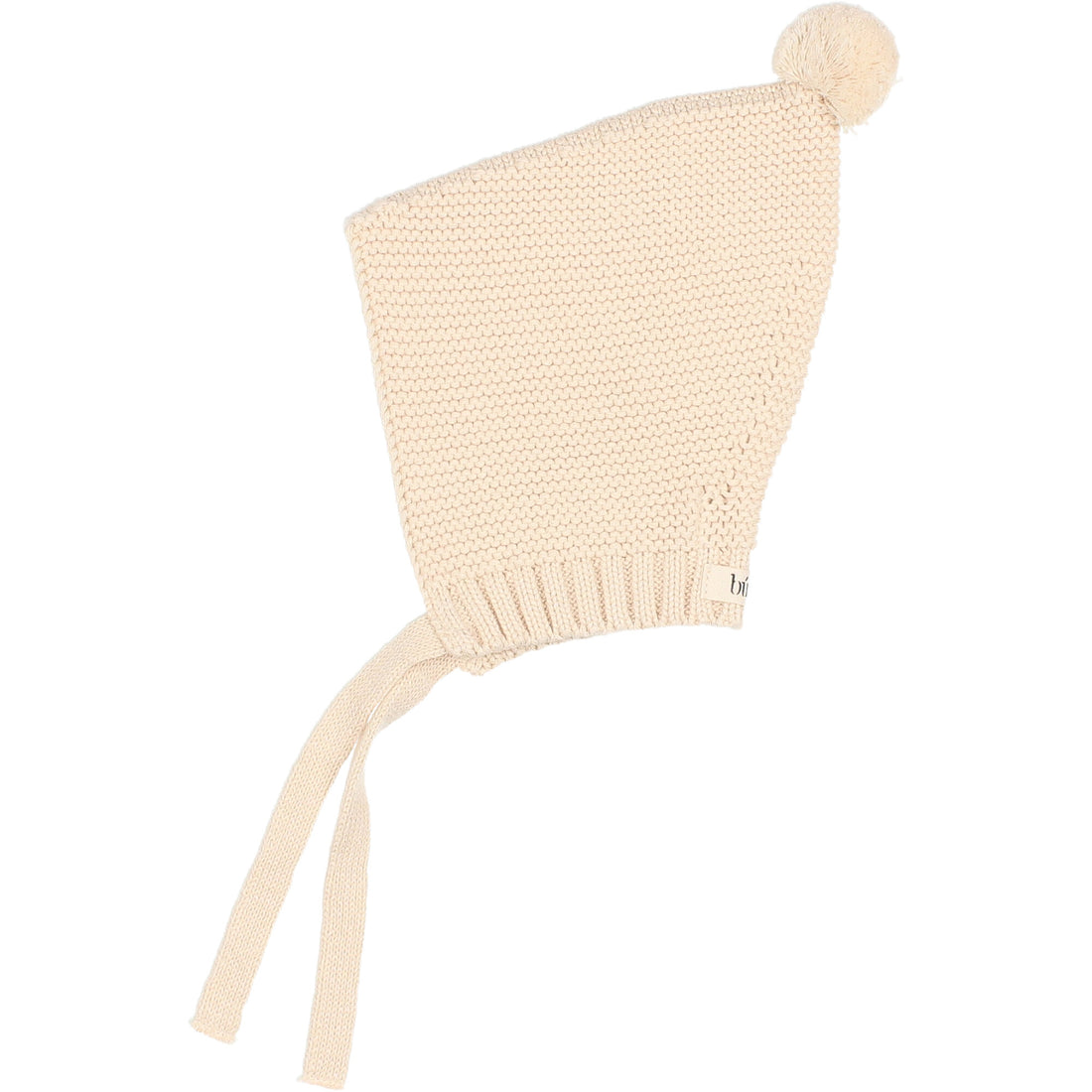 Buho Ecru NB Knit Pom Pom Bonnet