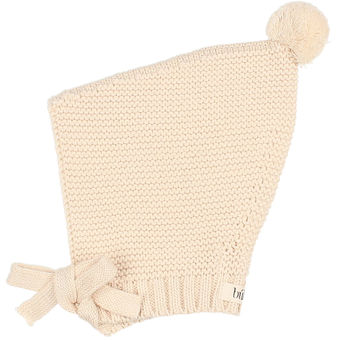 Buho Ecru NB Knit Pom Pom Bonnet