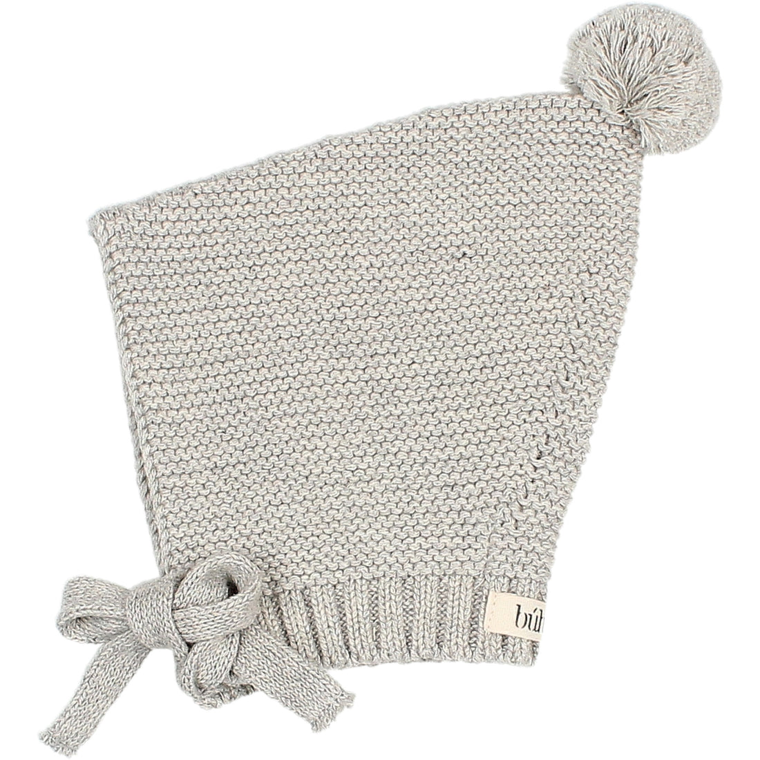 Buho Grey NB Knit Pom Pom Bonnet