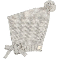 Buho Grey NB Knit Pom Pom Bonnet