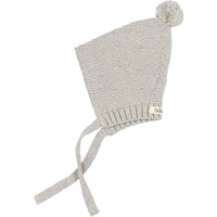 Buho Grey NB Knit Pom Pom Bonnet