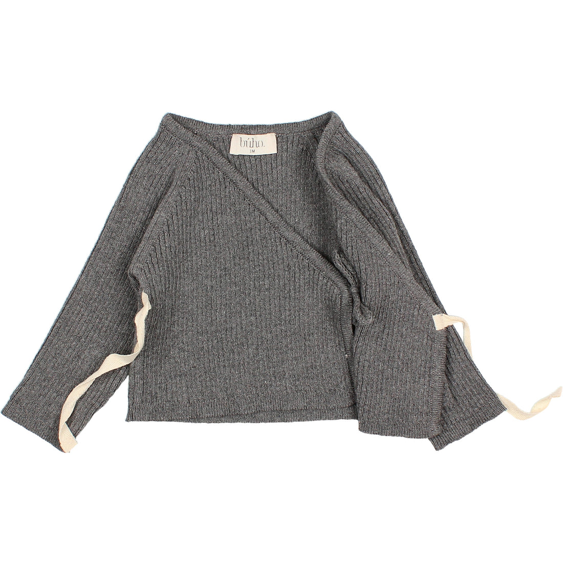 Buho Dark Grey NB Crossed Cardigan