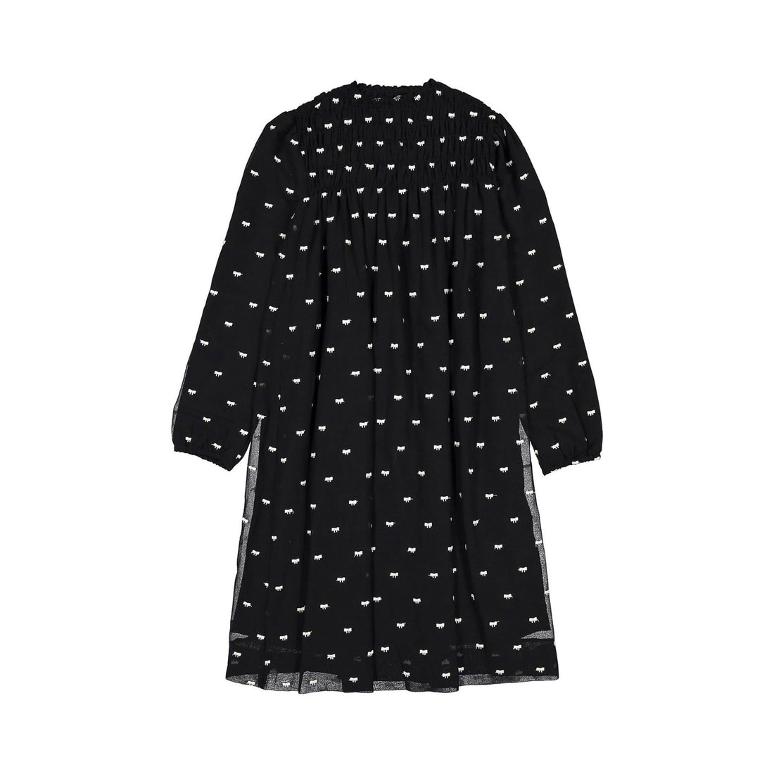 black embroidered smock dress Women's Black Floral Embroidered Smocked Midi Dress