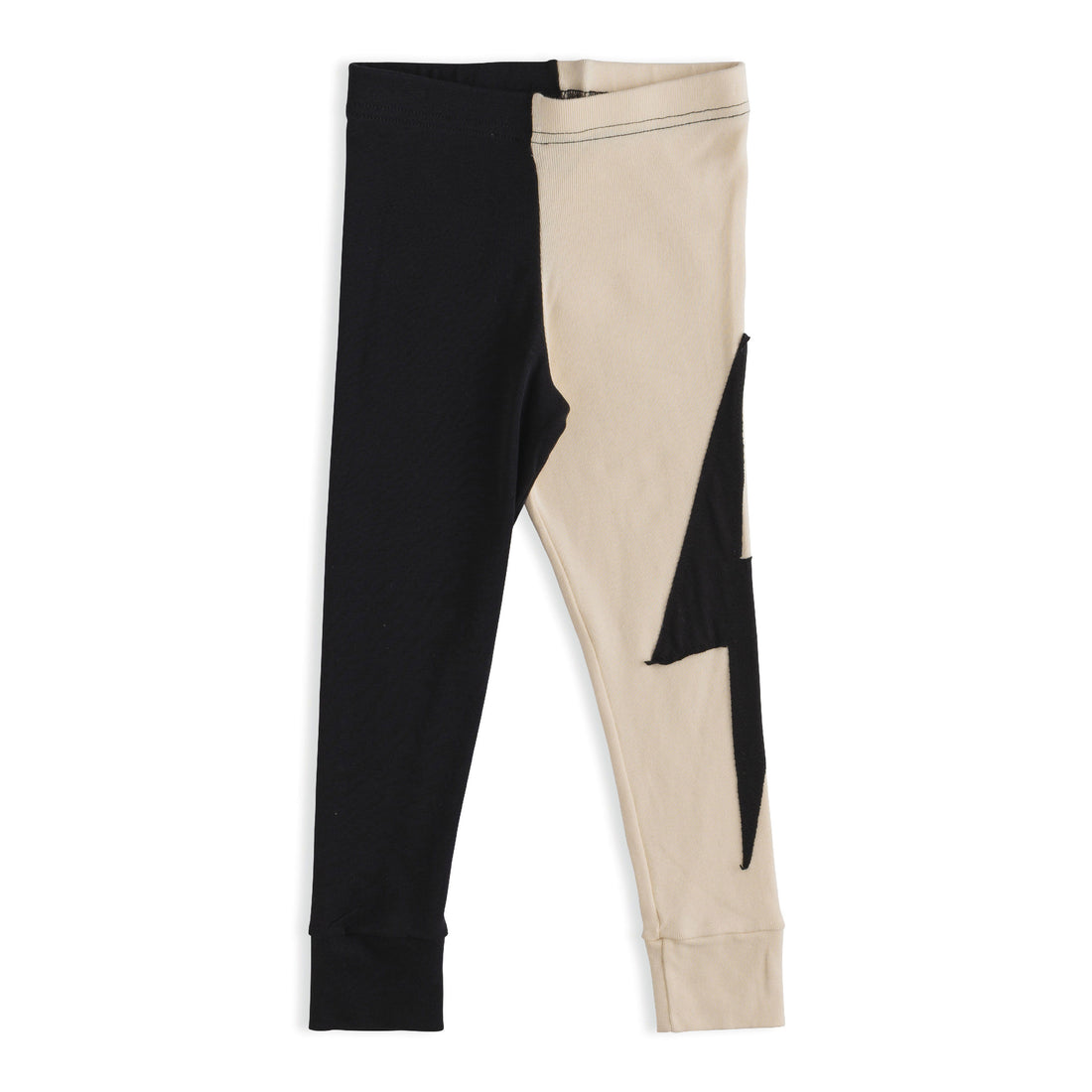 NUNUNU Black/Natural Divided Bolt Patch Leggings