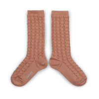 Collegien Camille - Textured Checked-knit Socks - Rosewood