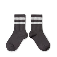 Collegien Nico - Ribbed Varsity Crew Socks - Pebble Gray