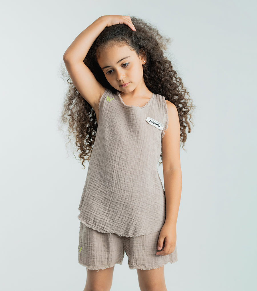 NUNUNU Stone Muslin Tank Top
