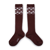 Collegien Dominique Ribbed Art Deco Socks - Chestnut