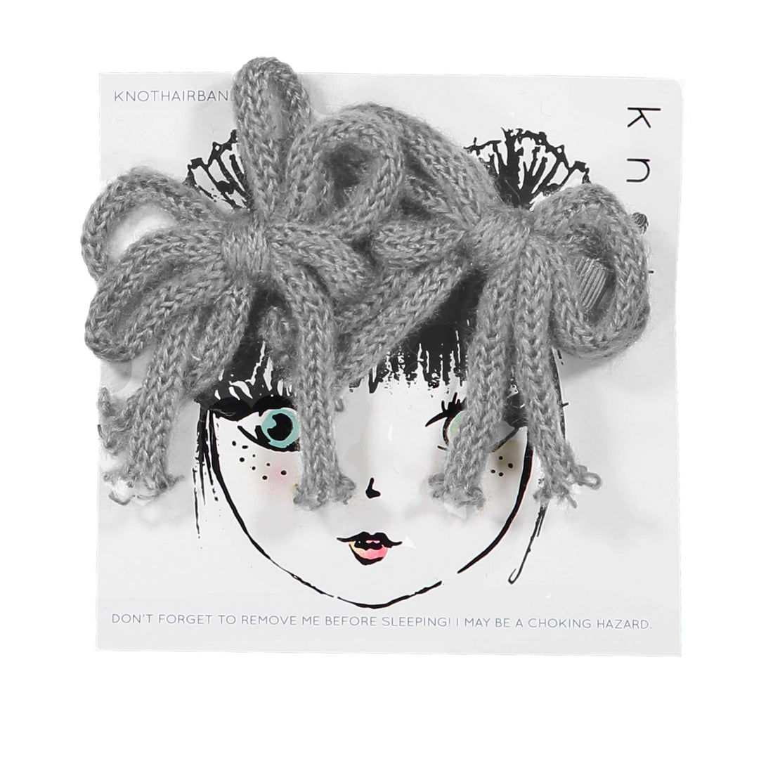 Knot Hairbands Yarn Mini Bow Clip Set // Grey